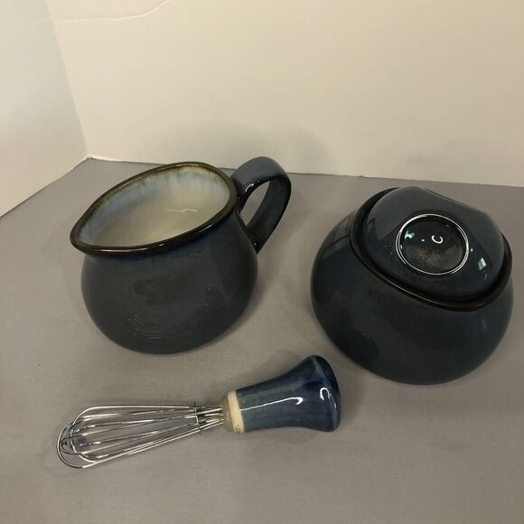 Sango Nova Cream and Sugar Set Blue-Gray Black 3 Piece - Picture 2 of 10